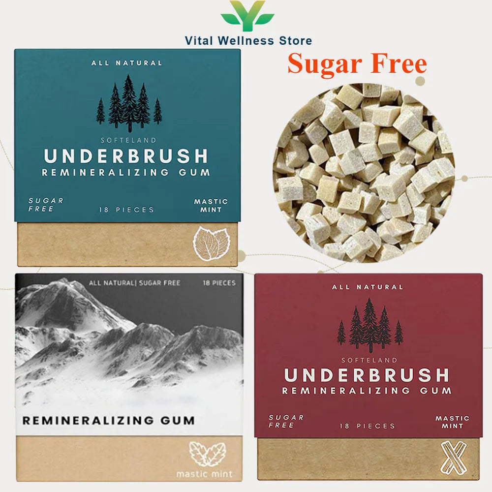 Underbrush Mineral Remineralizing Gum Chewing Gum Sugar Natural Supplement Vitamin Mints Free Low Heat Fresh Breath